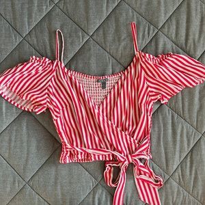 Red & White Striped Crop Top